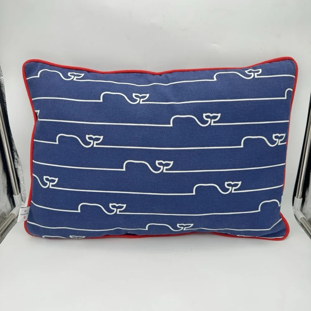 Vineyard Vines Target 14x20 Whale Line Lumbar Pillow Red White Navy Home